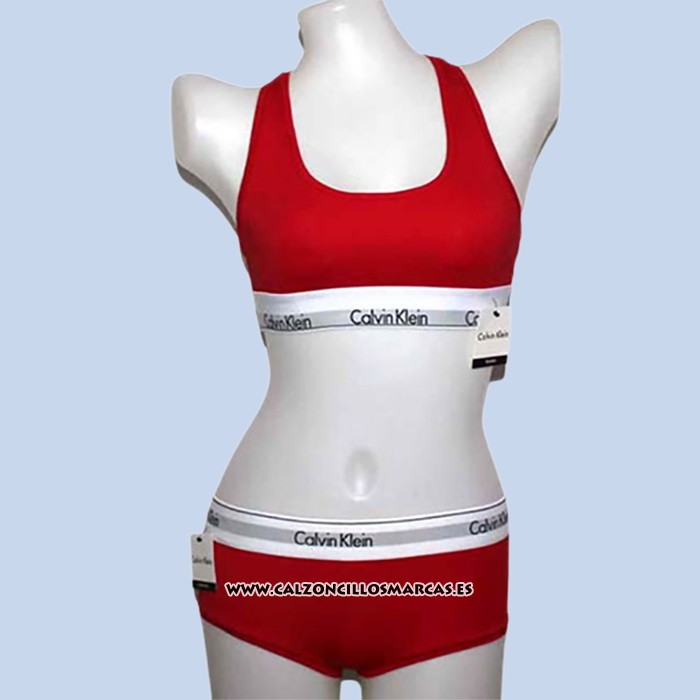 Conjunto Sujetador Y Boxer Calvin Klein Mujer Blanco Rojo